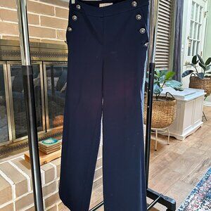 LOFT High Rise Navy Wide Leg Pants w/Button Pocket Detail – Size 2 (Fits like 4)